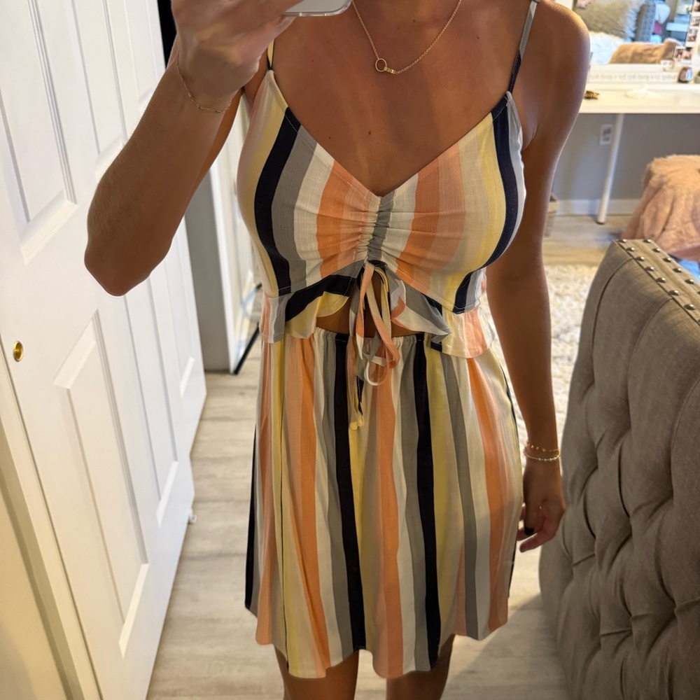 Saltwater Luxe stripped sundress with front opening worn only once